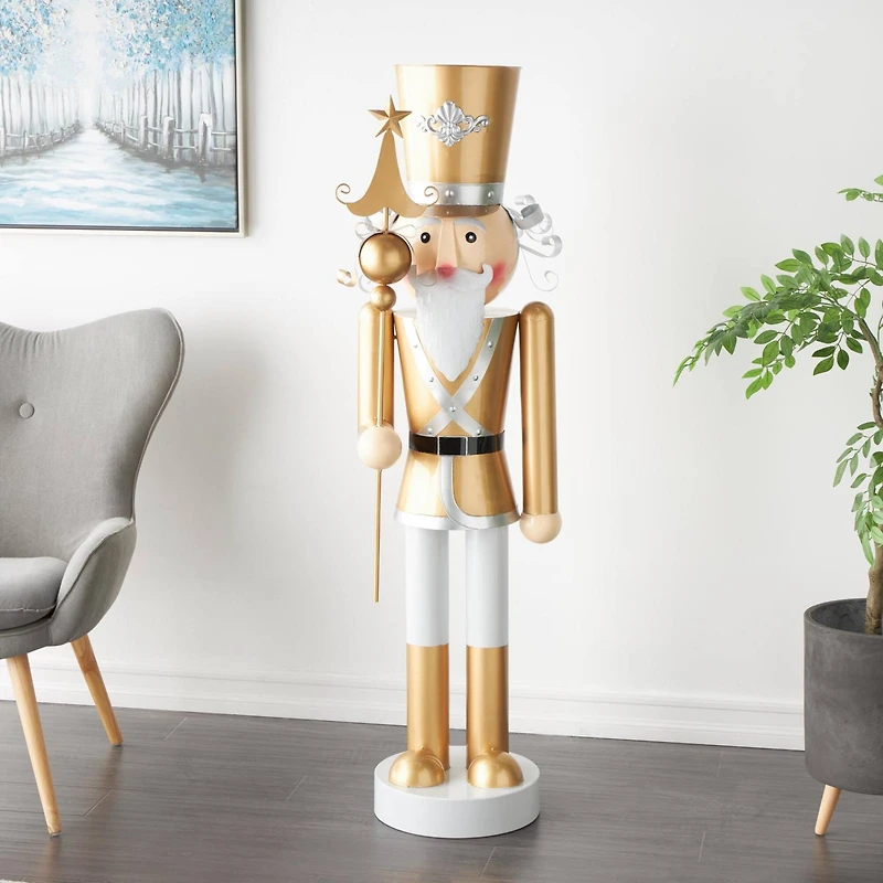 58" Gold & Silver Standing Nutcracker Sculpture