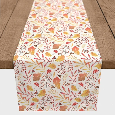 90" Watercolor Fall Leaves Poly Twill Table Runner