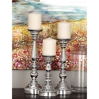 Silver Aluminum Traditional Pillar Candle Holder
