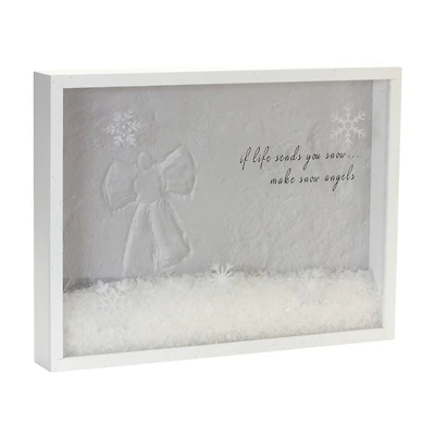 15.75" Winter Snow Angels Shadow Box Tabletop Décor