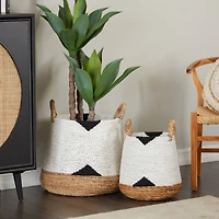 CosmoLiving by Cosmopolitan White Banana Leaf Bohemian Storage Basket Set