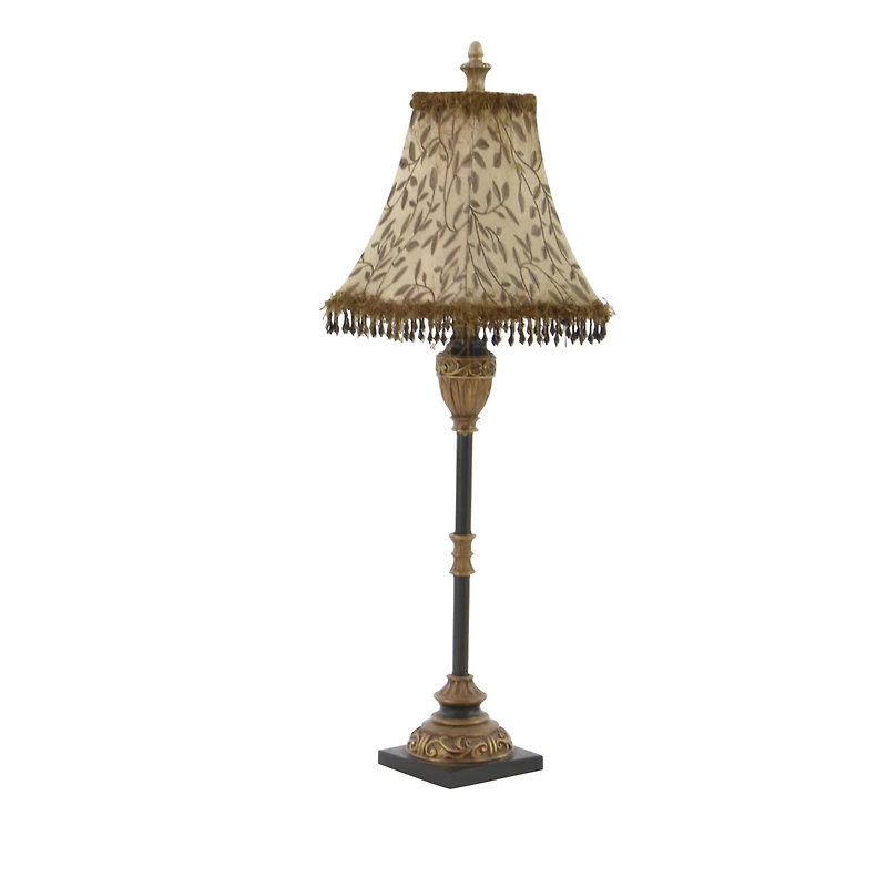 Brass Metal Tuscan Table Lamp, 33" x 10" x 10"