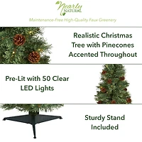 3ft. Pre-Lit White Mountain Pine & Pinecones Artificial Christmas Tree with Clear LED Lights