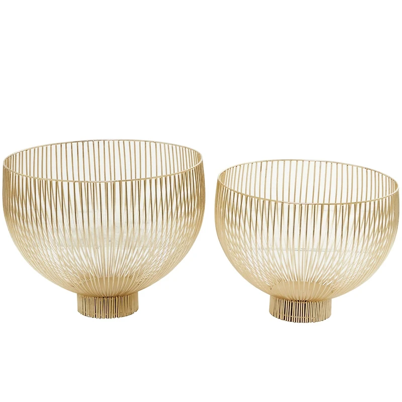 Gold Metal Caged Style Decorative Bowl Set