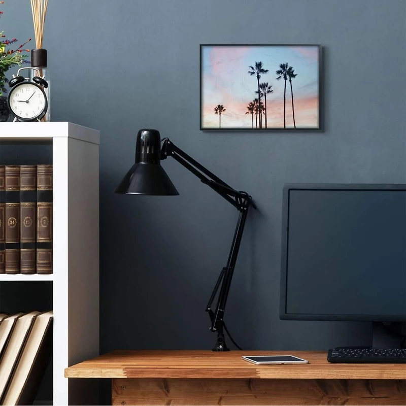 Stupell Industries Sunset Sky with Palm Tree Silhouettes Framed Wall Art