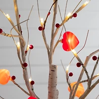 5ft. Pre-Lit Artificial Valentine's Day Twig Tree with 72 Heart Shaped LED Lights and Red Berries