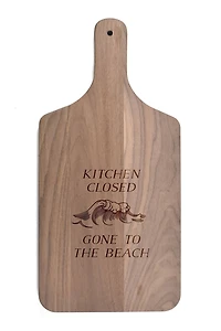 17" Kitchen Is Closed Walnut Wood Paddle Cutting Board