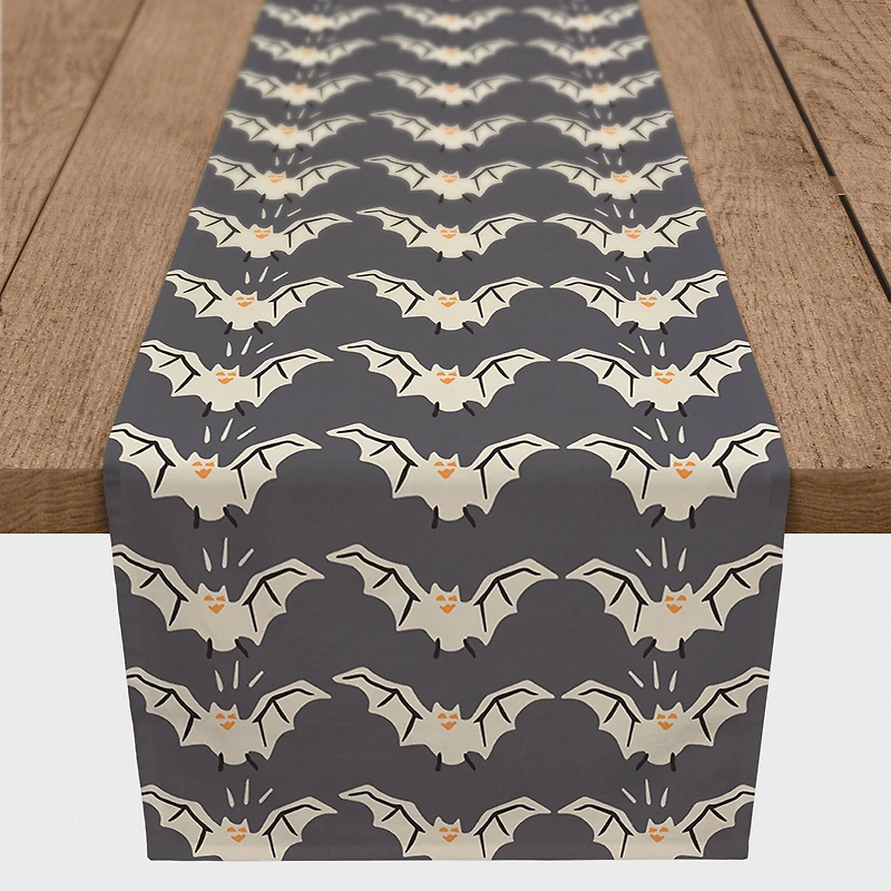 72" Cute White Bats Table Runner