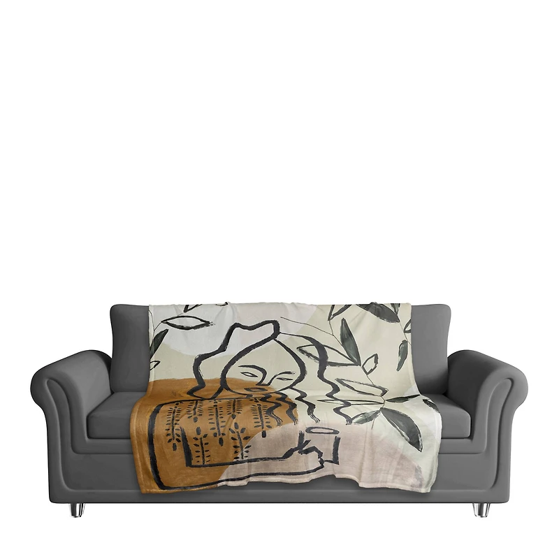 Earthy Abstract Figure II 50" x 60" Coral Fleece Blanket