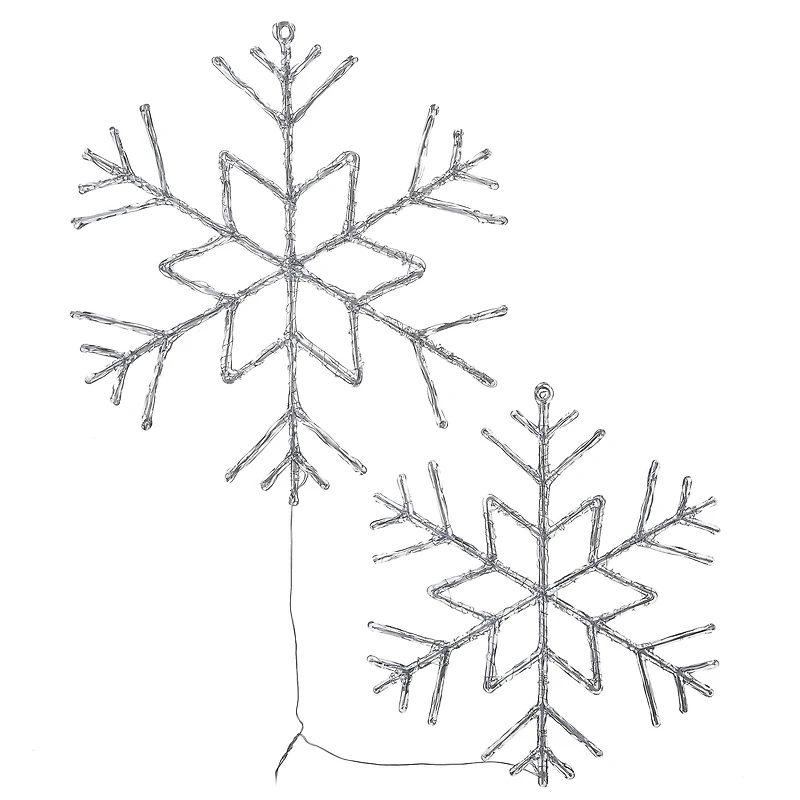 6-Point Star Ice Crystal Snowflake Pair with LED Lights