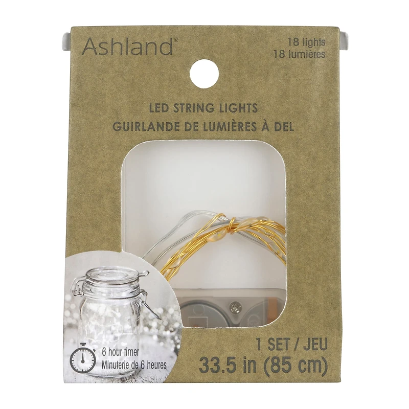 18ct. Warm White LED String Lights with Gold Wire by Ashland®