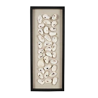 Cream Shell Shell Handmade Abstract Wall Décor with Beige Linen Backing & Black Frame
