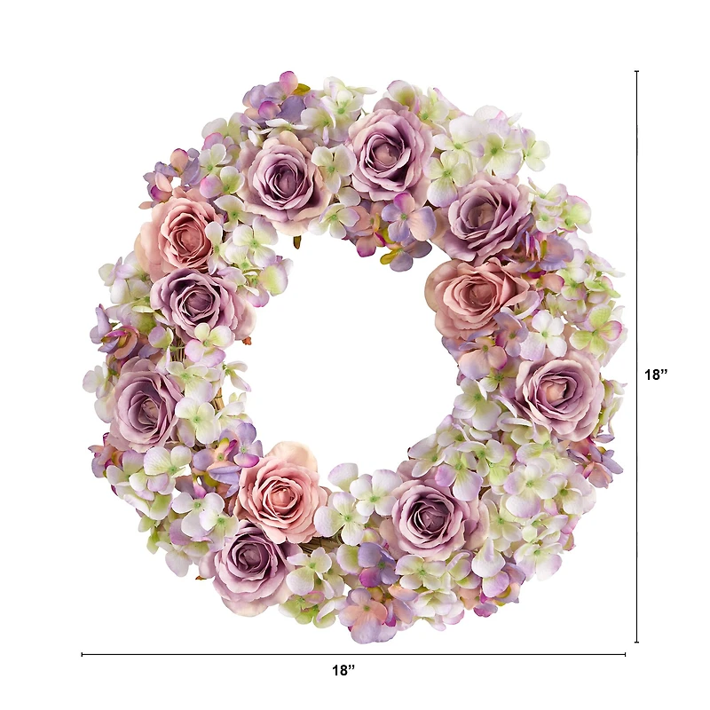 18" Rose & Hydrangea Wreath