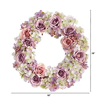 18" Rose & Hydrangea Wreath
