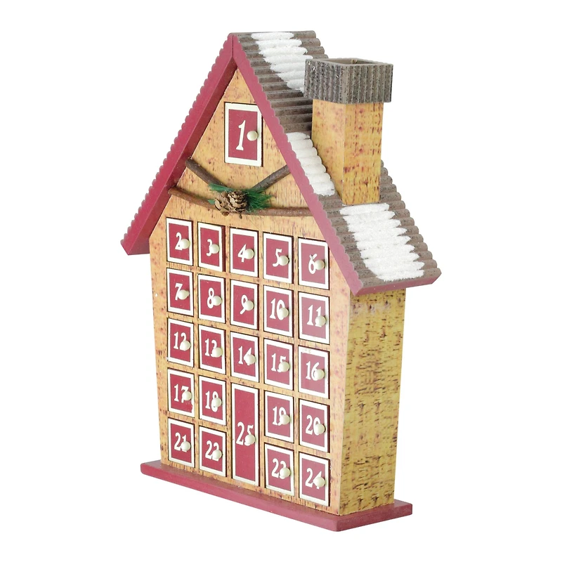 15" Red & Beige House with Advent Calendar Tabletop Decoration