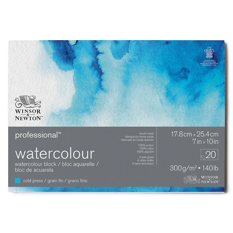 Winsor & Newton™ Professional™ 140lb. Cold Press Watercolour Paper Block, 20 Sheets