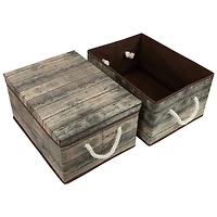 Sorbus 16.5" Rustic Wood Pattern Storage Box