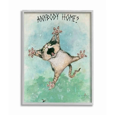 Stupell Industries Anybody Home Funny Cat Cartoon Pet Design Framed Wall Art