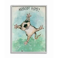 Stupell Industries Anybody Home Funny Cat Cartoon Pet Design Framed Wall Art