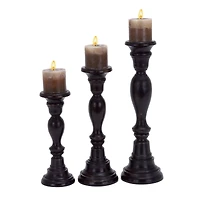 Black Mango Wood Farmhouse Candle Holder Set, 3ct.