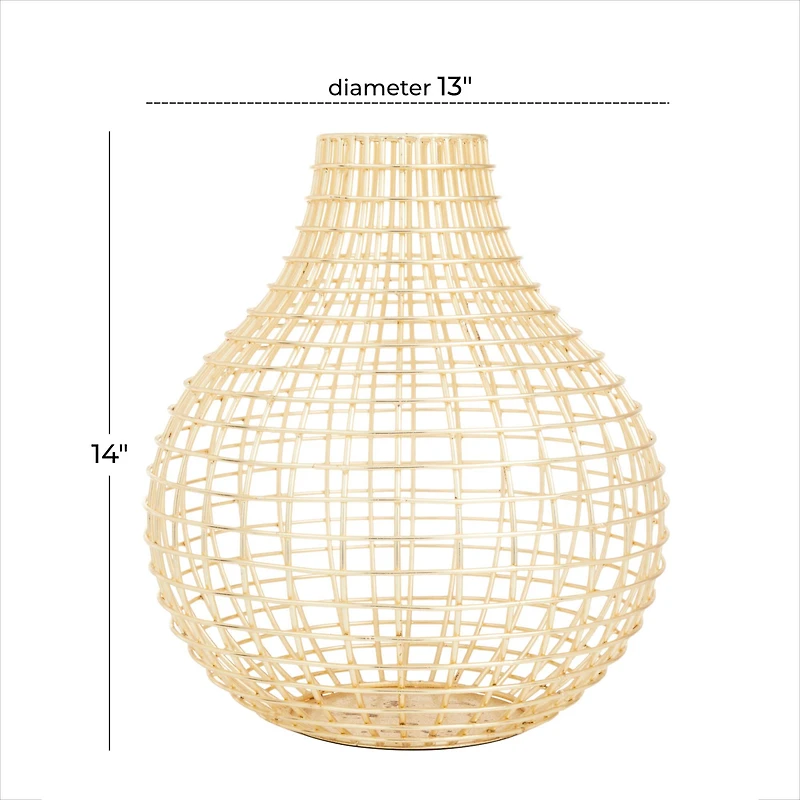 CosmoLiving by Cosmopolitan Gold Iron Modern Vase, 14" x 13" x 13"