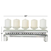Set of 3 Silver MDF Glam Candle Holder, 7" x 20" x 4"