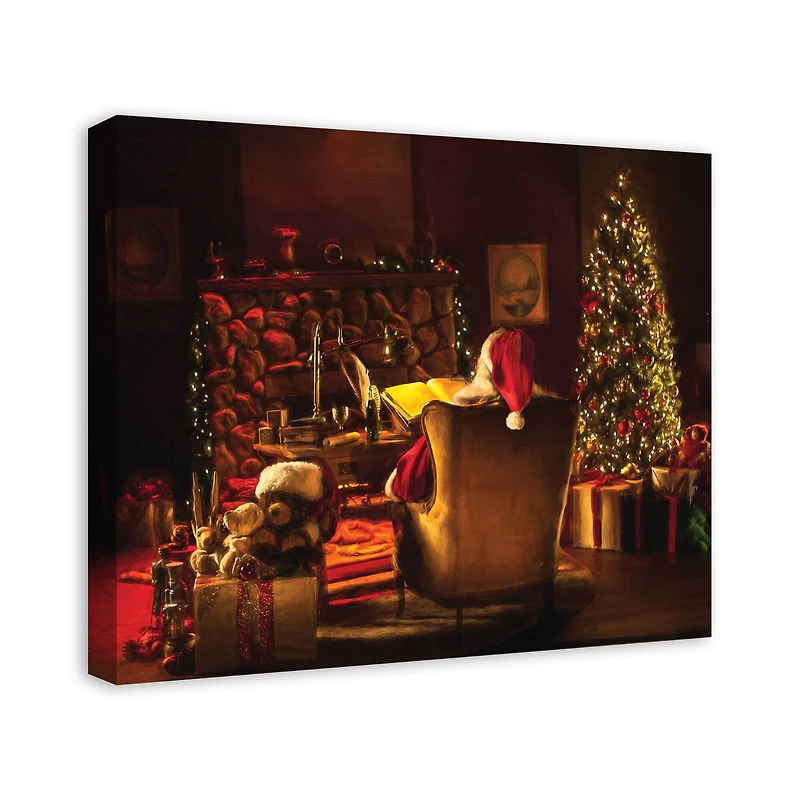 Santa By The Fireplace 24x20 Canvas Wall Art