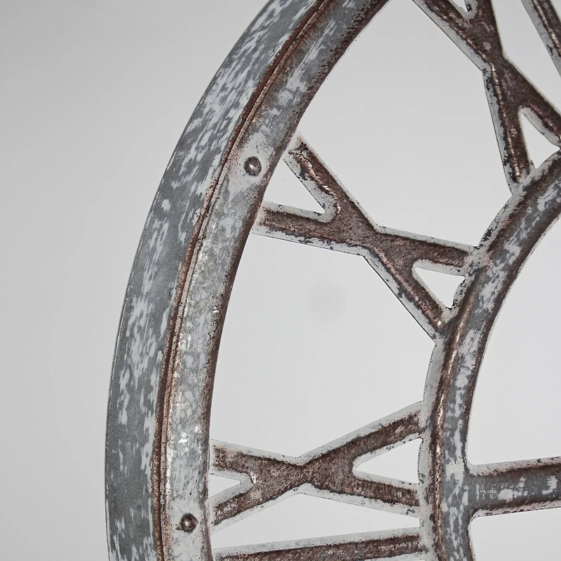 Whitewashed Metal 15" Wall Clock