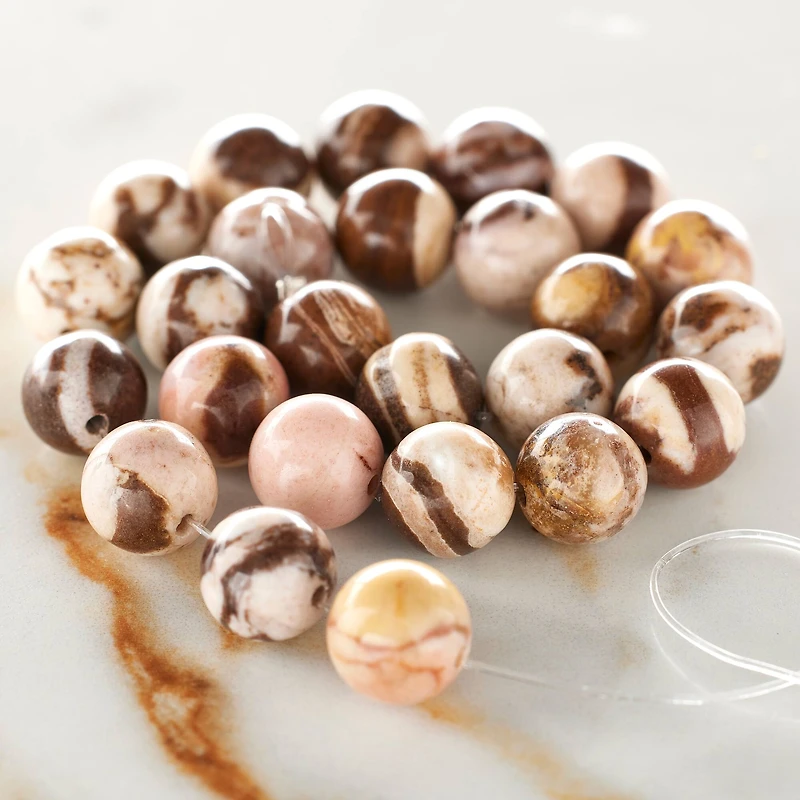 Brown Zebra Jade Round Beads, 8mm by Bead Landing™