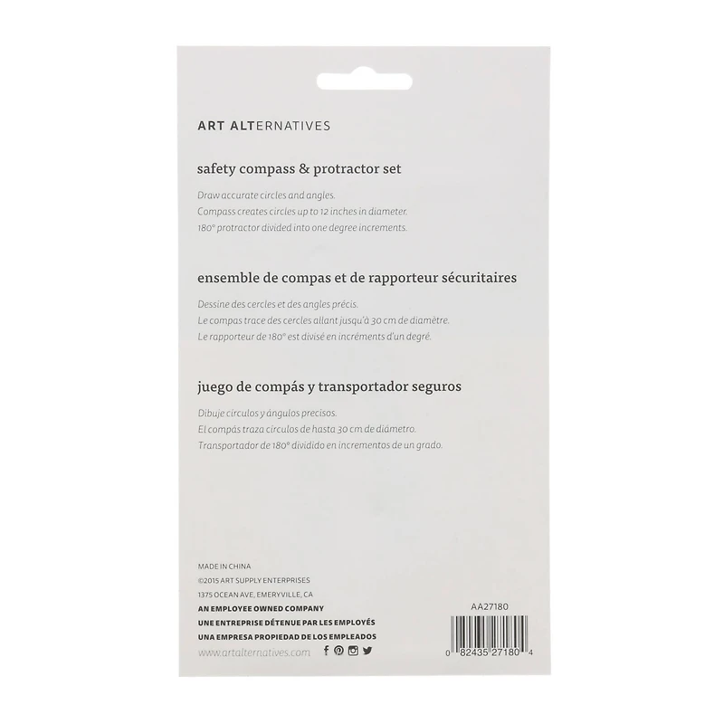 24 Pack: Art Alternatives Safety Compass & Protractor Set