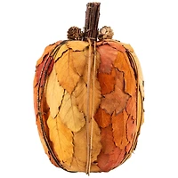 10" Orange & Brown Fall Harvest Tabletop Pumpkin