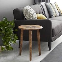 22" Brown Mango Wood Traditional Accent Table