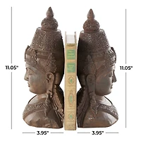 11" Bronze Buddha Weathered Decorative Bookend Set
