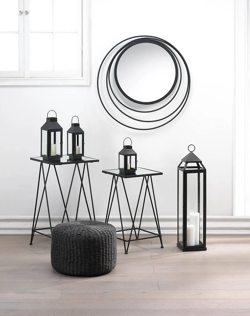 30" Black Iron & Glass Lantern