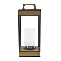 17" Brown Metal Open Frame Candle Lantern with Black Metal Accents