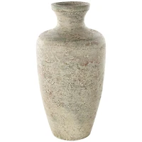 Brown Ceramic Vase with Green Accents