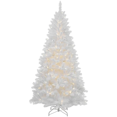 7.5ft. Pre-Lit White Iridescent Alaskan Pine Artificial Christmas Tree, Warm White Lights