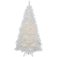 7.5ft. Pre-Lit White Iridescent Alaskan Pine Artificial Christmas Tree, Warm White Lights