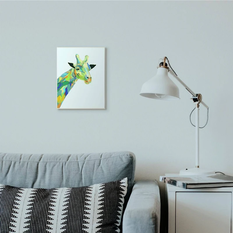 Stupell Industries Giraffe Abstract Shapes Blue Green Animal Design Wall Plaque