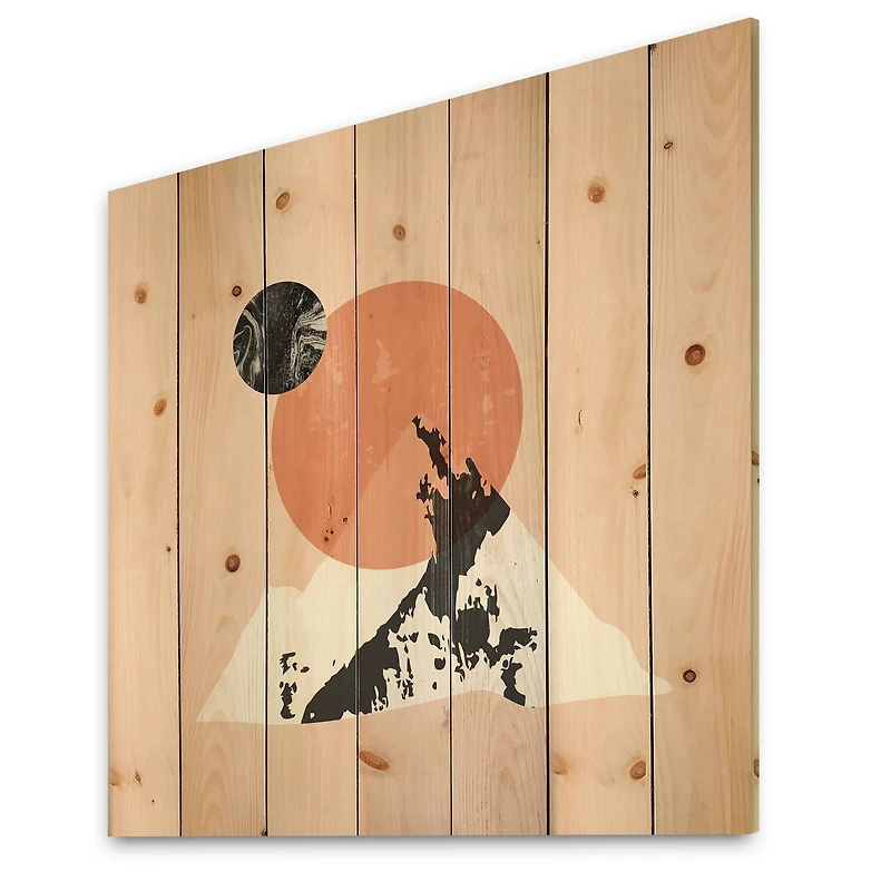 Designart - Modern Minimalist Mountain Sun and Moon