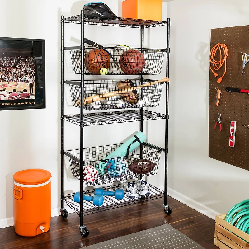 Honey Can Do Black All-Star Sports Shelving