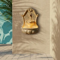 Glitzhome® 25.75" Faux Granite Sculptural Outdoor Wall Fountain with LED Light