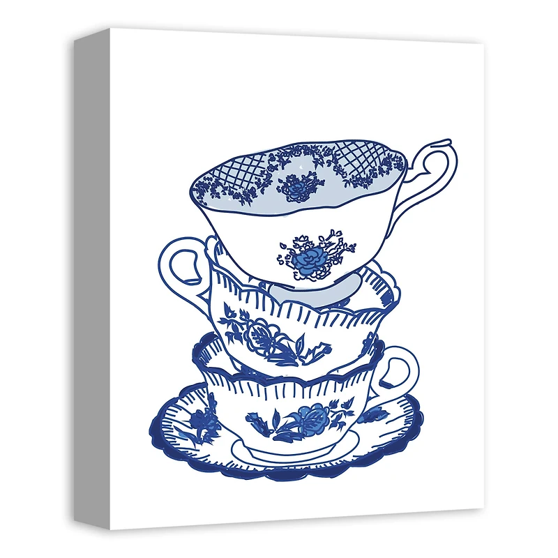 Tea Cups Stacked 11" x 14" Canvas Wall Art