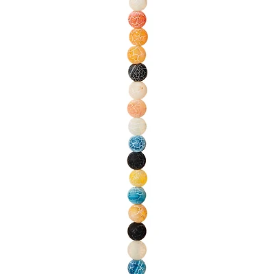 Matte Multicolor Crackled Agate Round Beads, 6mm by Bead Landing™