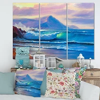 Designart - Blue Waves Breaking At The Beach I