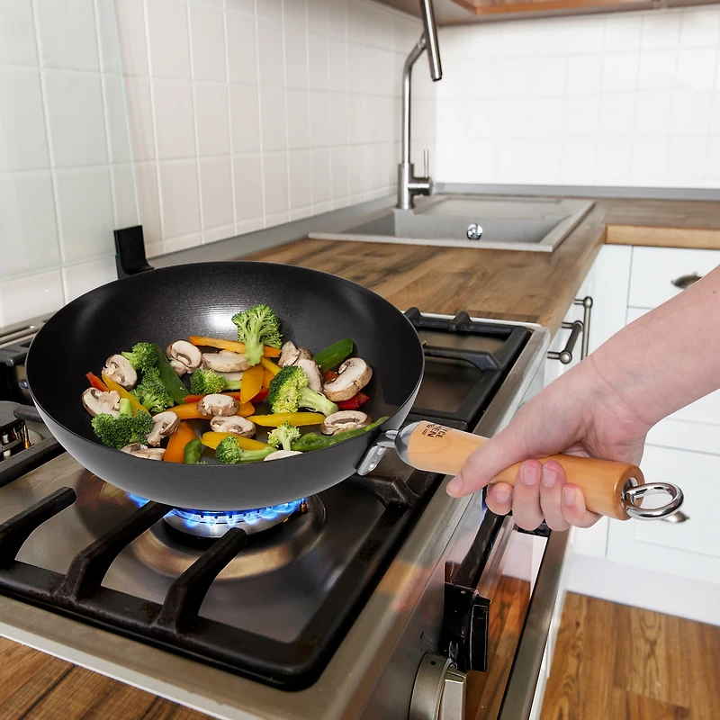 Joyce Chen 9.5" Carbon Steel Nonstick Stir Fry Pan with Birch Handle
