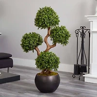 3.7ft. Four Ball Boxwood Topiary Tree in Round Planter