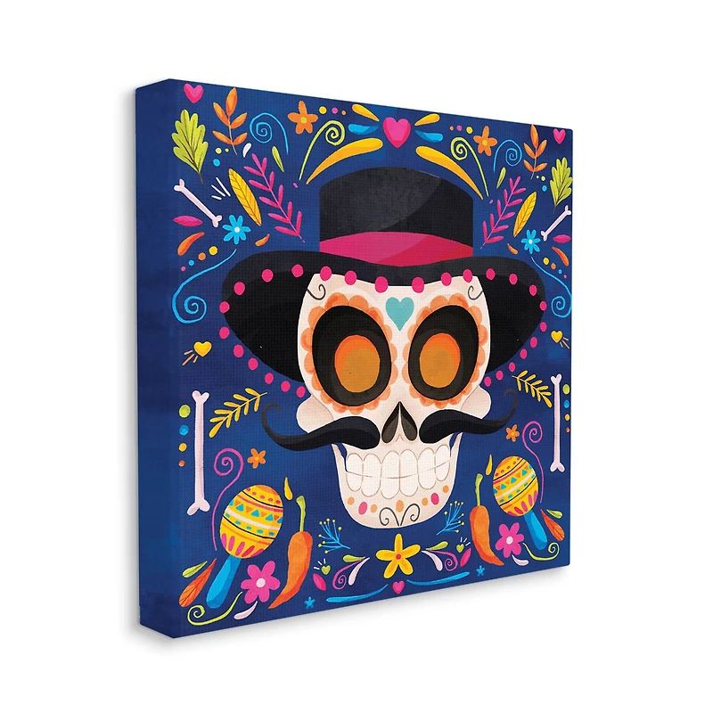 Stupell Industries Day Of Dead Patterned Skull Canvas Wall Art