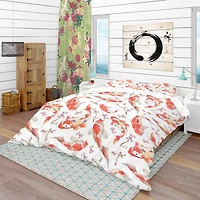 Designart 'Chinese Pattern with Rainbow Carps' Oriental Bedding Set