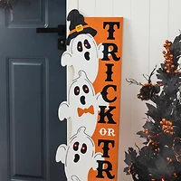 Glitzhome® 42"H Lighted Halloween Wooden Stacked Ghost Porch Sign with Timer
